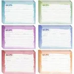 Juvale 60-Pack 4x6 Recipe Cards Double Sided, Colored Recipe Index Cards for Cooking and Kitchen Organization, Restaurants, Cafes, Diners, Watercolor Design, Bulk Pack