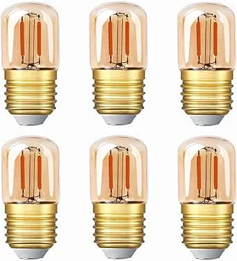 Genixgreen Low Wattage LED Light Bulb 10W Equivalent 1W E26 Mini Dim Edison Bulb Replacement Vintage Refrigerator Freezer Decorative Amber Glass Night Light Bulbs,Warm White 2200k,80LM, 6 Pack