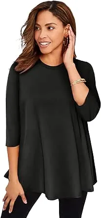 Jessica London Women's Plus Size Swing Tunic Oversized Long Blouse