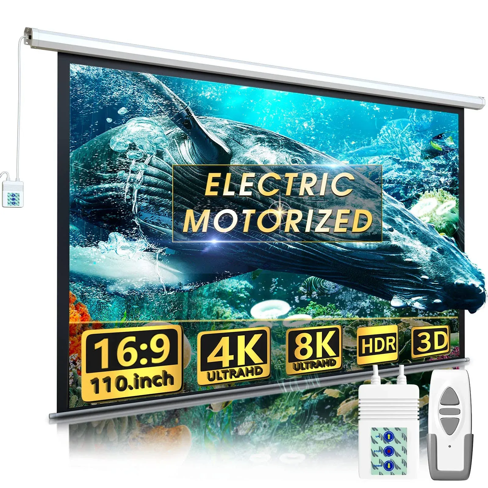 Aoxun 110" Motorized Projector Screen - Indoor and Outdoor Movies Scre