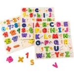 xjyqjd wooden alphabet Puzzle for toddlers 3 in 1 lower case alphabet letter puzzles abc uppercase & lowercase & number puzz