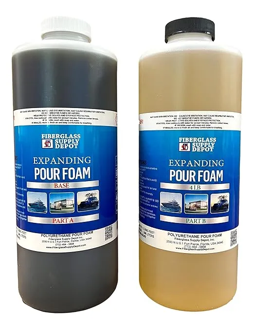 Fiberglass Supply Depot Inc. 4 lb. Density Expanding Pour Foam, 2 Part Polyurethane Closed Cell Liquid Foam for Boat and Dock Flotation, Soundproofing