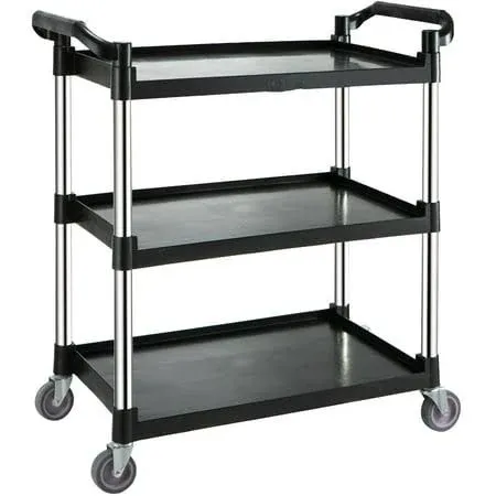 Bentism 3-Tier Durable PP and Aluminum 1733 inch 1874 lb Utility Service Cart, Black, Size: 32.7 x 15.7 x 37.4 in / 83 x 40 x 95 cm