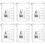 6PK Beakers, 600Ml - Low Form with Spout - White, 50Ml Graduations - Borosilicat