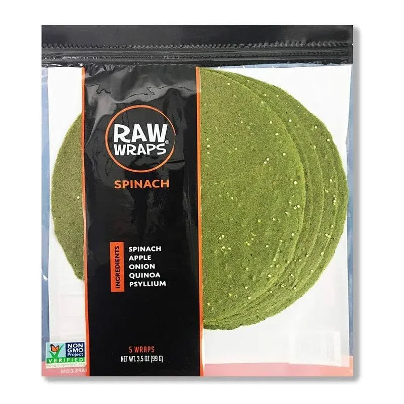 Raw Wraps Wraps, Spinach - 5 wraps, 3.5 oz