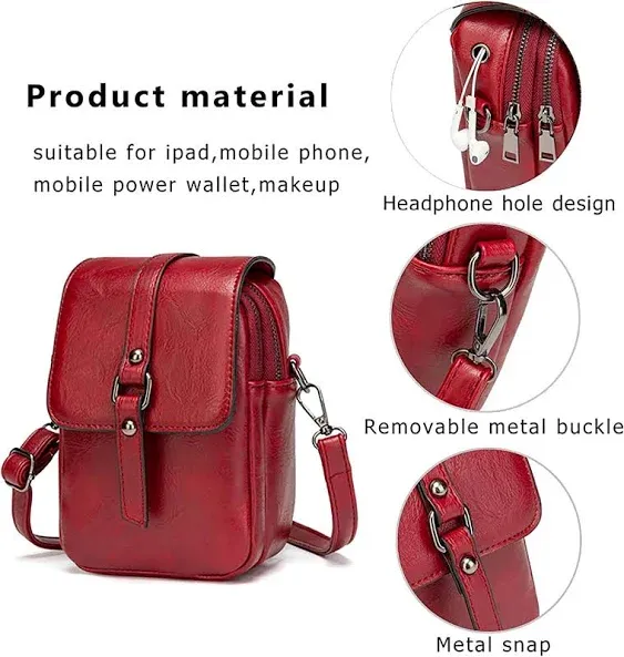 LAIBMFC Vintage Crossbody Phone Bag for Women, Small Leather Shoulder Purse and ...