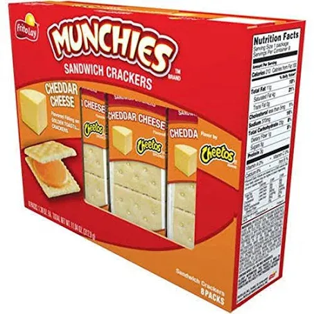 Frito Lay Munchies Cheetos Cheddar Cheese Sandwich Crackers 11.04 oz( 3 Pack )