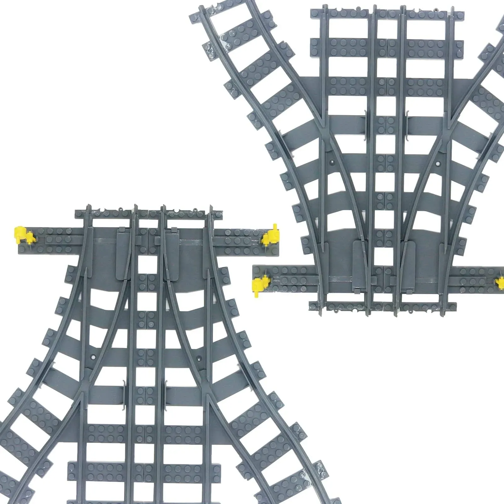 City Train Track - 2 Sets Track Switch Accessories Building Block, Road Flexible Rails Bricks Toys