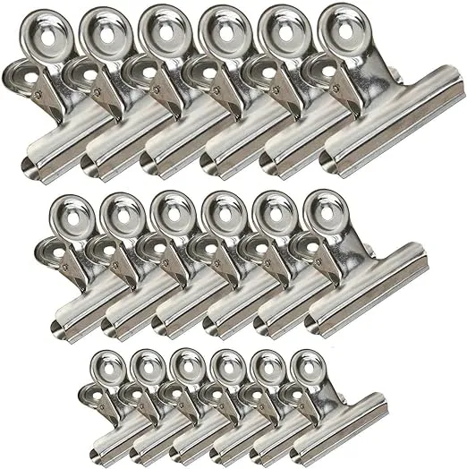 Chip Clips Bag Clips Food Clips 3 Sizes 18 Pack, Heavy Duty Stainless Steel Clips for Bag, All-Purpose Air Tight Seal Clip Cubicle Hooks for Office School Home