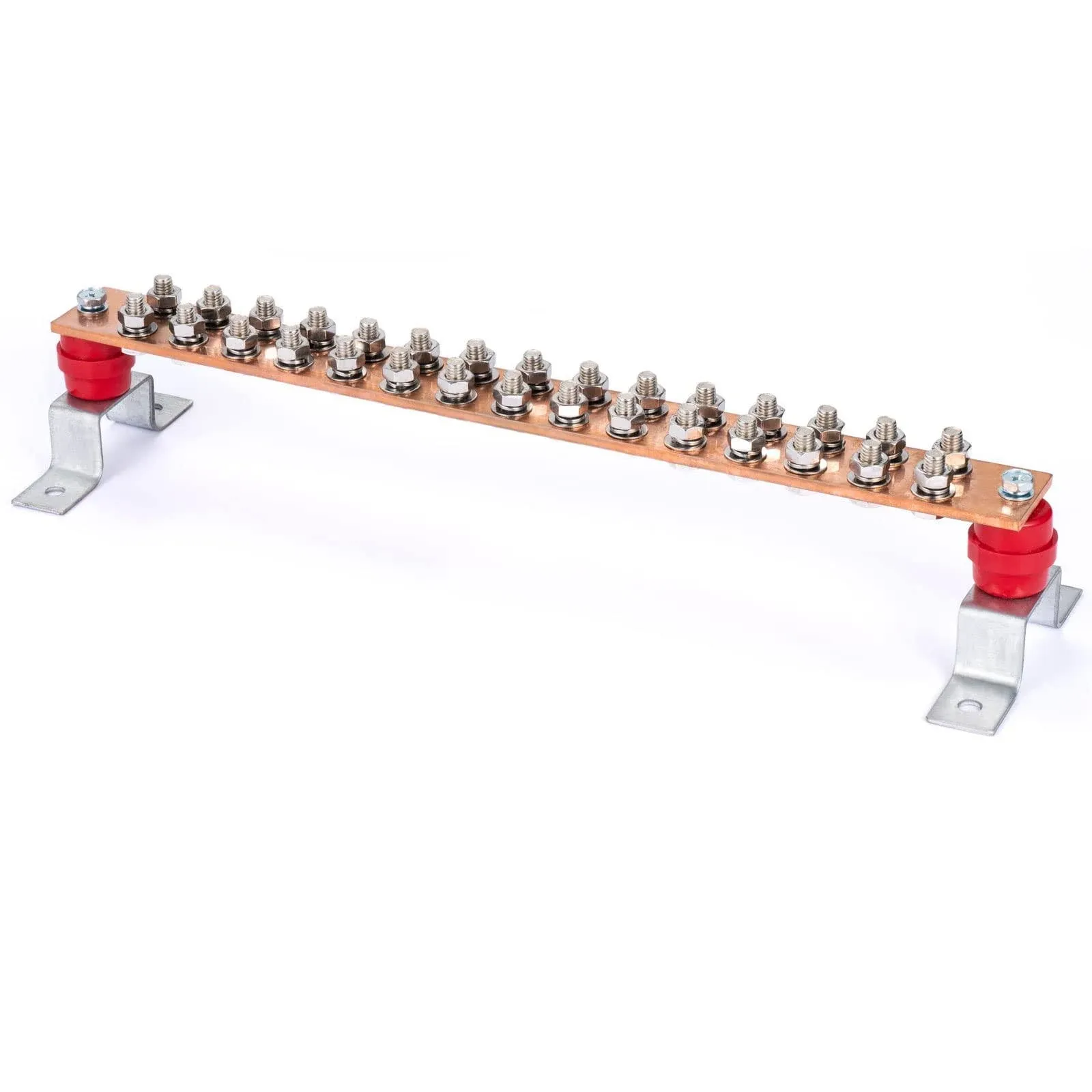 20" Length 30 Hole Classic Copper Grounding Bar Kit for General Electrical, 0.24"x 1.97"x 20" Bus Bar with 30 x 0.44"(7/16") Terminal Position, UL Listed SM40 Insulators Rated Uimp up to 6kV