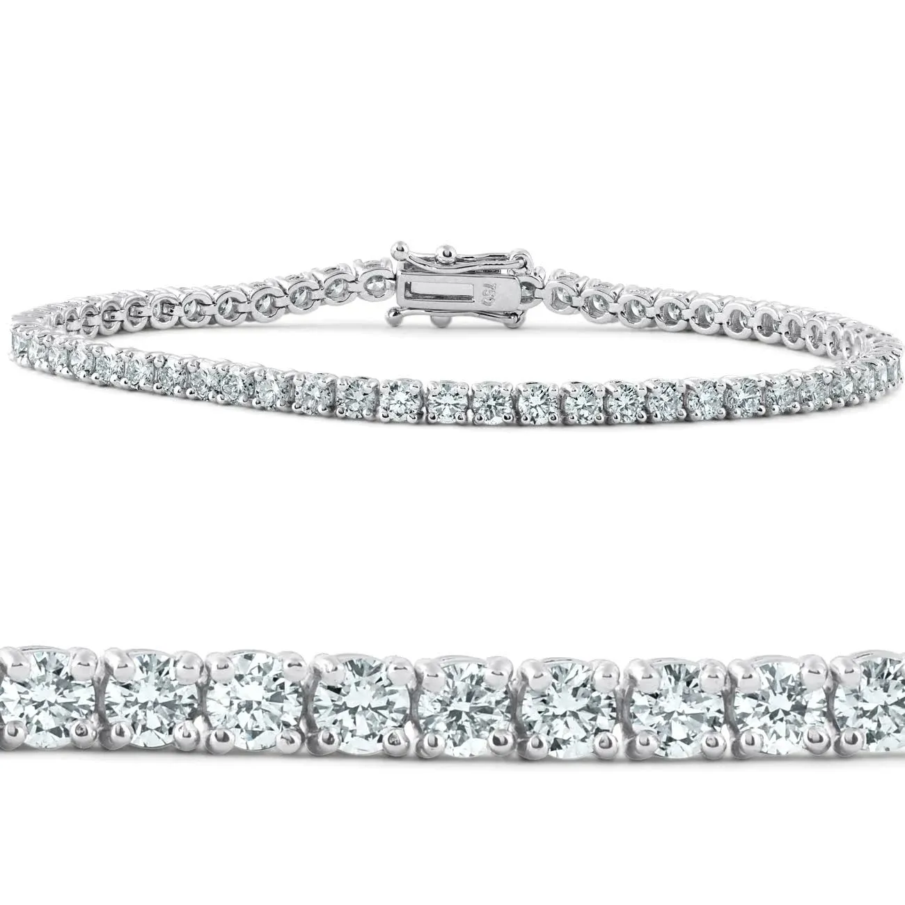 18k White or Yellow Gold Round Moissanite Tennis Bracelet 6cttw 7" Women\'s