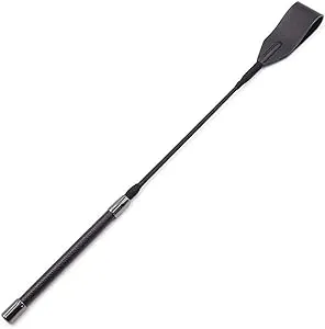 18" Real Riding Crop Whip Genuine Leather Top for Equestrian Sports,Black