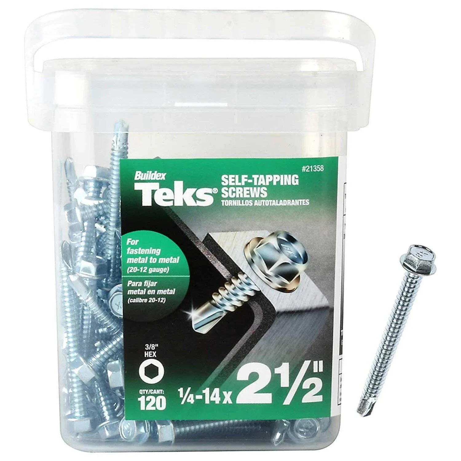 Teks #14 x 2-1/2-in Socket Hex-Drive Self-drilling Sheet Metal Screws (120-Count)