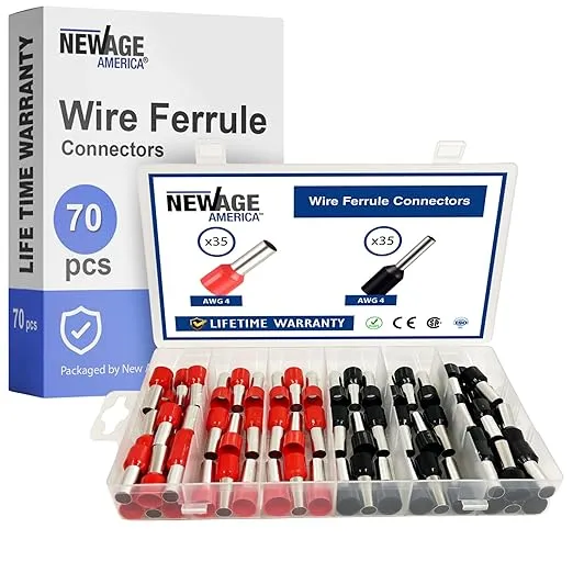 70 Pcs Wire Ferrules - AWG 4