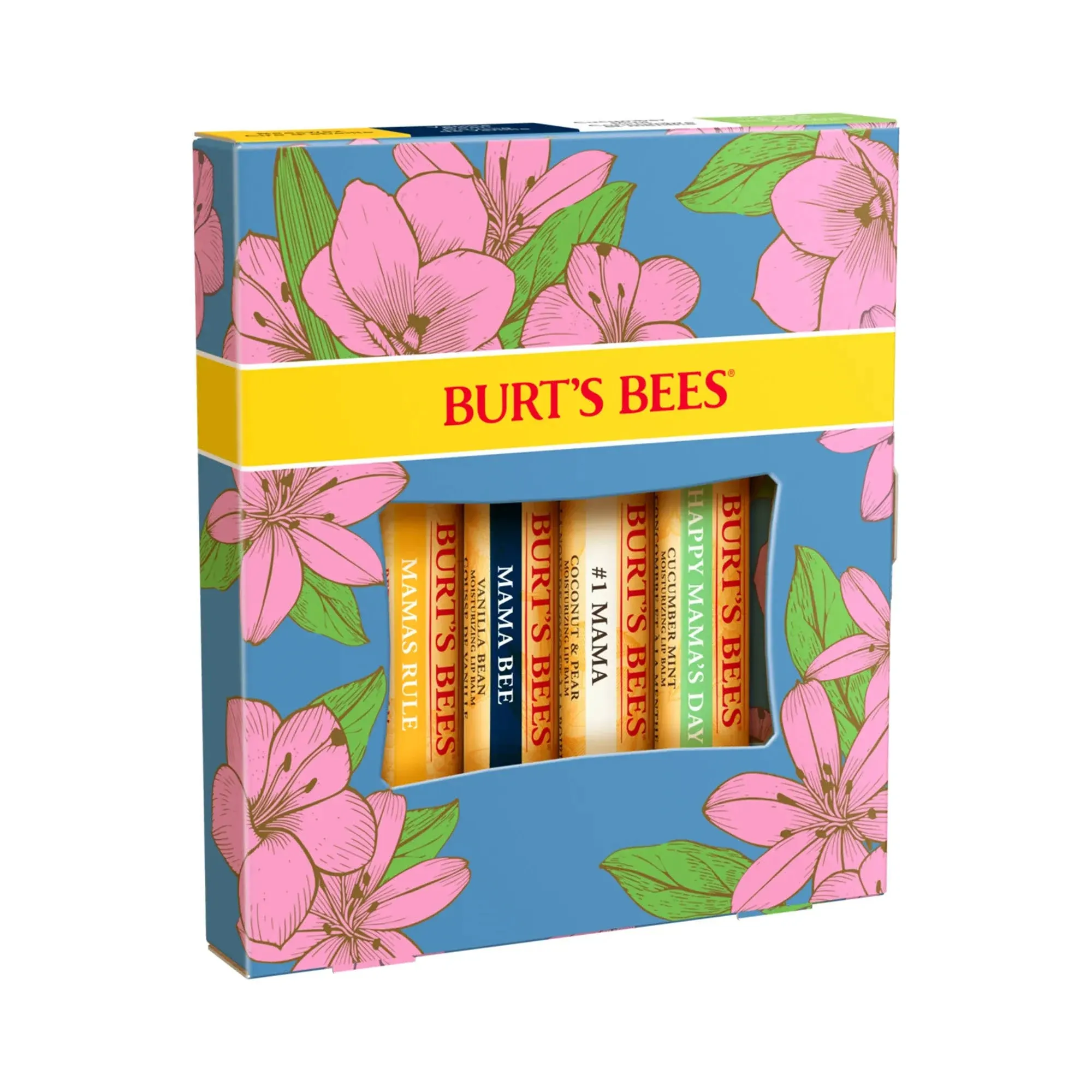 Burt’s Bees 4 Lip Balm Beeswax,Vanill<wbr/>a Bean,Cucumber Mint,Coconut &amp;Pear Gift Set