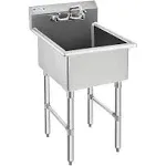 Hally Commercial Stainless Steel Sink 1 Compartment NSF Prep & Utility Sink with 8" Faucet 18" L x 18" W x 12" D Bowl for Bar, Restaurant, Kitchen,