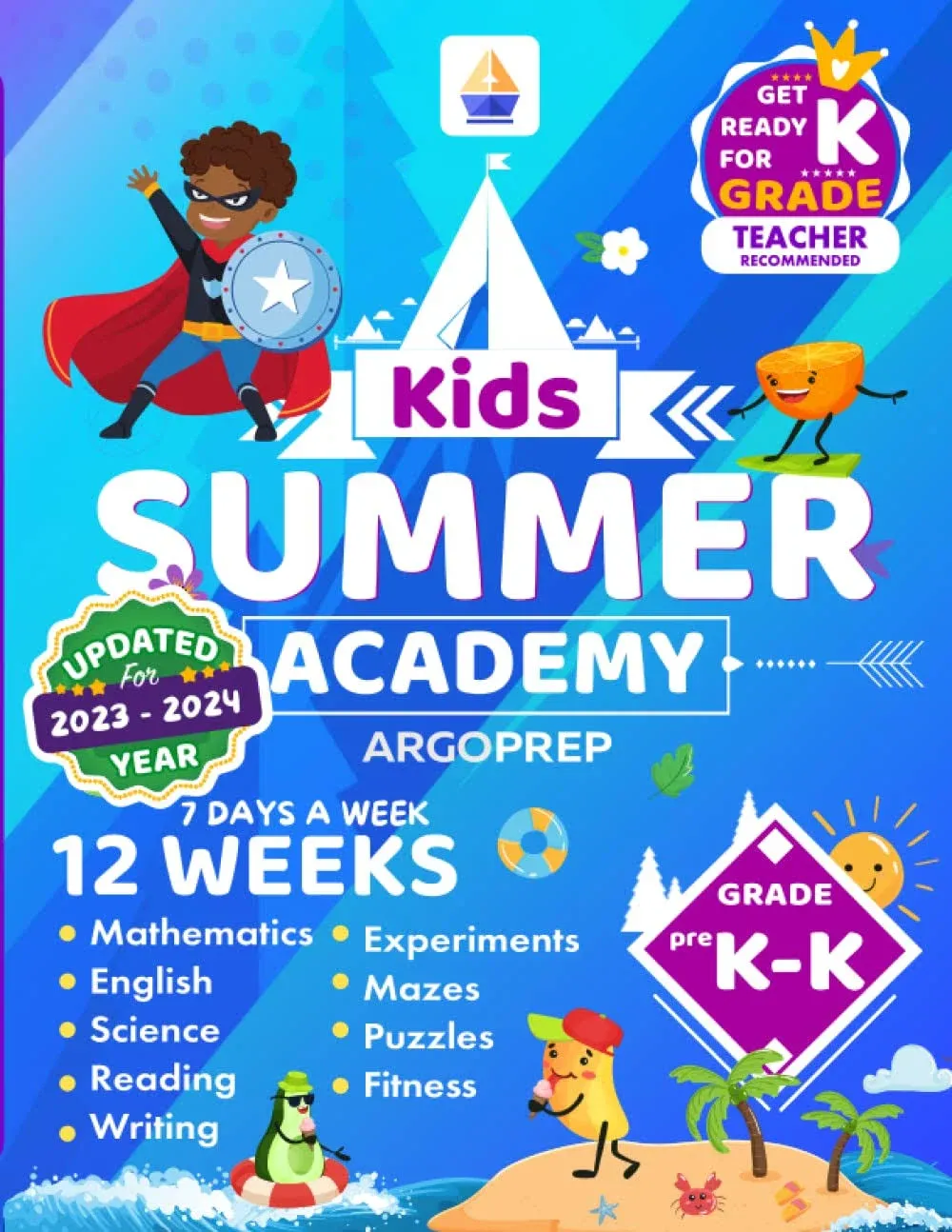 Kids Summer Academy by ArgoPrep - PreK to K: 8 Weeks of Math, Reading, Science, Writing, Logic, Fitness and Yoga | Online Access Included | Prevent Summer Learning Loss