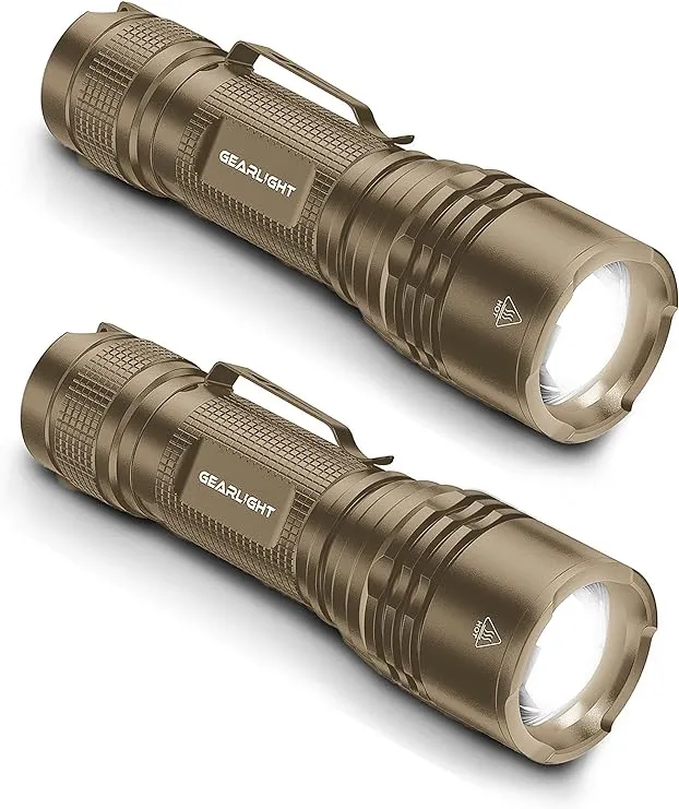 GearLight Tac LED Flashlight Pack - 2 Super Bright, Compact Tactical Flashlights