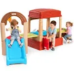 Simplay3 Sunny Slide and Climb Picnic Playhouse - Indoor or Outdoor Backyard Playset for Kids with Kitchen, Picnic Table, Toddler Slide, Working Door, Kids Ages 18 Months to 6 Years