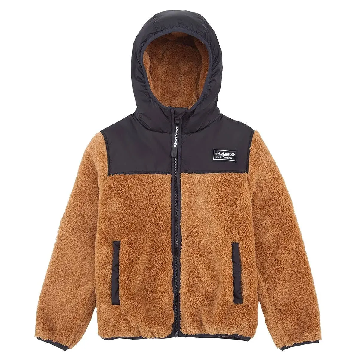 Rokka&Rolla Boys' Hooded Sherpa Fleece Lined Jacket