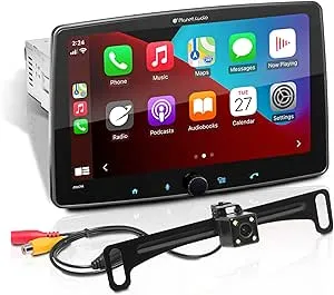 Planet Audio P90CPAC Apple CarPlay Android Auto Car Receiver - Single Din with 9 Inch Capacitive Touchscreen, Rear Camera Included, Bluetooth, No DVD, Multicolor Illumination