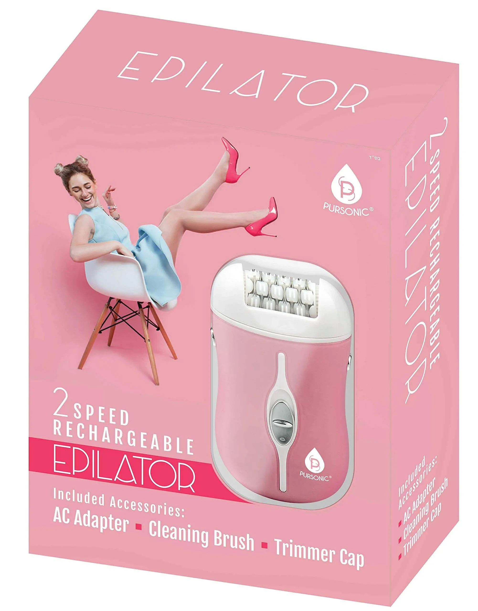 Pursonic Fe120P Two Speed Rechargeable Epilator, Pink, 0.8 Pound