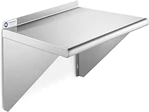 GRIDMANN 24 x 18 inch NSF Stainless Steel Wall-Mount Shelf