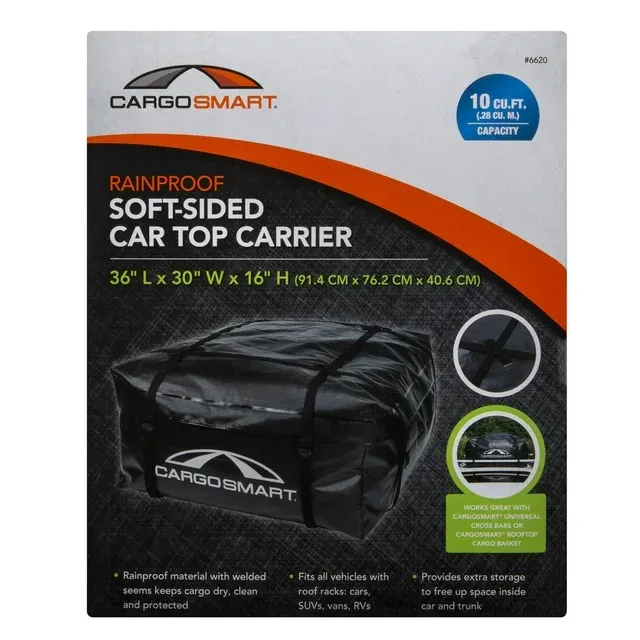 CargoSmart 6620 10 Cubic ft Soft Sided Car Top Carrier Bag, Black