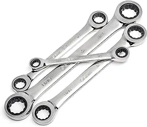 SATA 4-Piece Full-Polish SAE Ratcheting Wrench Set, Double Box Design with 72-Tooth Gear and Off-Corner Loading - ST46134U