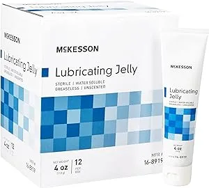 McKesson Lubricating Jelly, Sterile, Water Soluble, Unscented, Greaseless, 4 oz, 12 Count, 1 Pack 