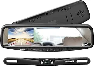 VT1 1080P Wired Car Backup Camera Kit, Easy to Install for Continuous or Reversing Viewing, 4.3" in-Mirror Clip-on Monitor with HD Backup Camera for Cars, Pickups, SUVs, Vans, Sedans, Trucks