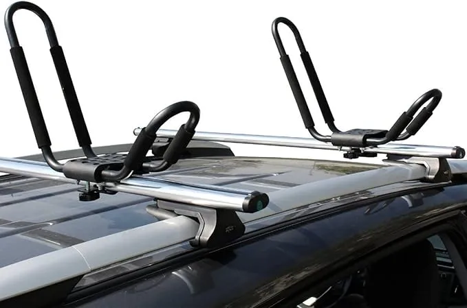 TMS J-Bar Rack HD Kayak Carrier Canoe Boat Surf Ski Roof Top Mounted on Car SUV Crossbar