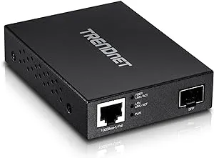 TRENDnet Gigabit Poe Pd SFP Fiber Media Converter, Poe Powered 100/1000Base-T to SFP Fiber Media Converter, Compact Design, TFC-PGSFP