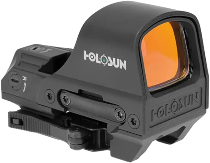 HOLOSUN HE510C-GR / HS510C Multi-Reticle 2 MOA Dot & 65 MOA Circle Open Reflex Sight for Long Guns - Solar FailSafe Shake-Awake Waterproof Sight with 12 Brightness Settings - Red/Green Dot Options