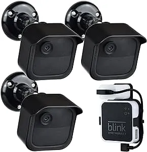 GoHonor All New Blink Outdoor Camera Mount Bracket,3 Pack Full Weather Proof Housing/Mount with Blink Sync Module Outlet Mount for Blink Outdoor