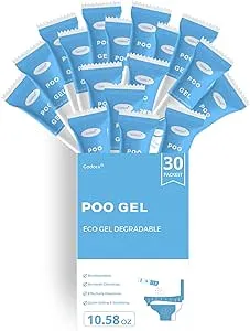 Godora 30 Packs ECO-Friendly Portable Toilet Poo Urine Gel Powder, Portable & Fast-Absorbing Camping Toilet Gel, Rapidly Biodegradable Eco Poo Urine Gel, Outdoor Portable Bedpans & Emergencies