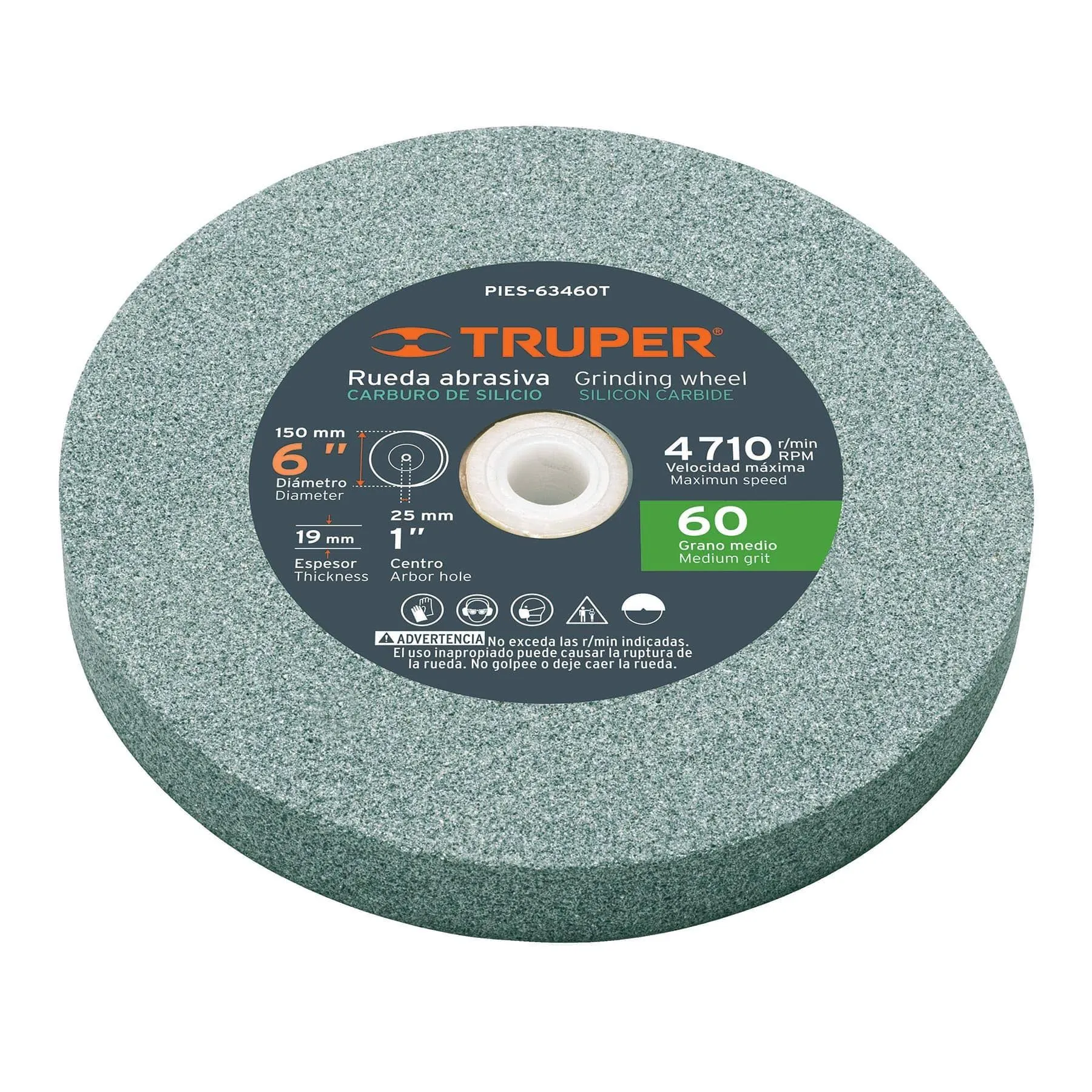 PIES-63460T 6&#034; Silicon Carbide Bench Grinding Wheels. Grit=60, Thickness=3/4&#034;<wbr/>, D