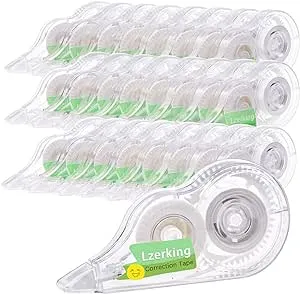 Lzerking Correct Correction Tape,White,32-Count,Transparent Dispenser Shows How Much Tape is Remaining