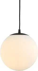 JONATHAN Y JYL9528B Bleecker 7.75" Metal/Glass Globe LED Pendant, Contemporary, Modern, Minimalist, Ambient, Living Room, Dining Room, Kitchen, Foyer, Hallway, White/Oil Rubbed Bronze