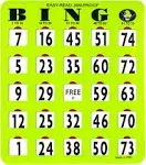 Mr Chips Jam-Proof Easy-Read Large Print Fingertip Slide Bingo Cards with Sliding Windows - 10 Pack in Green Style