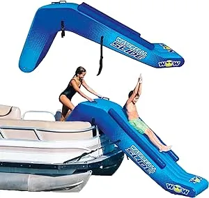 WOW Sports - 8 ft Inflatable Pontoon Waterfall Slide for Boats - Perfect Summer Lake Party Accessory for Kids & Adults