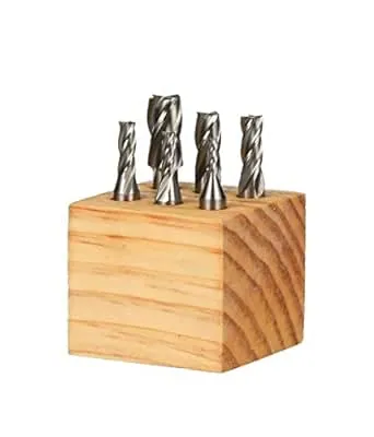 HHIP 8000-0002 4 Flute High Speed Steel End Mill Set, 6 Piece, 3/8" Shank