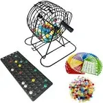 Yuanhe Deluxe Bingo Game Set-Metal Cage with Calling Board, 50 Bingo Cards, 300 Colorful Bingo Chips,75 Colored Balls