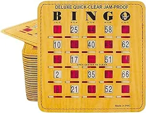 Mr. Chips Mr Chips Jam-Proof Quick-Clear Large Print Fingertip Stitched Slide Bingo Cards with Sliding Windows - 10 Pack in Woodgrain Style