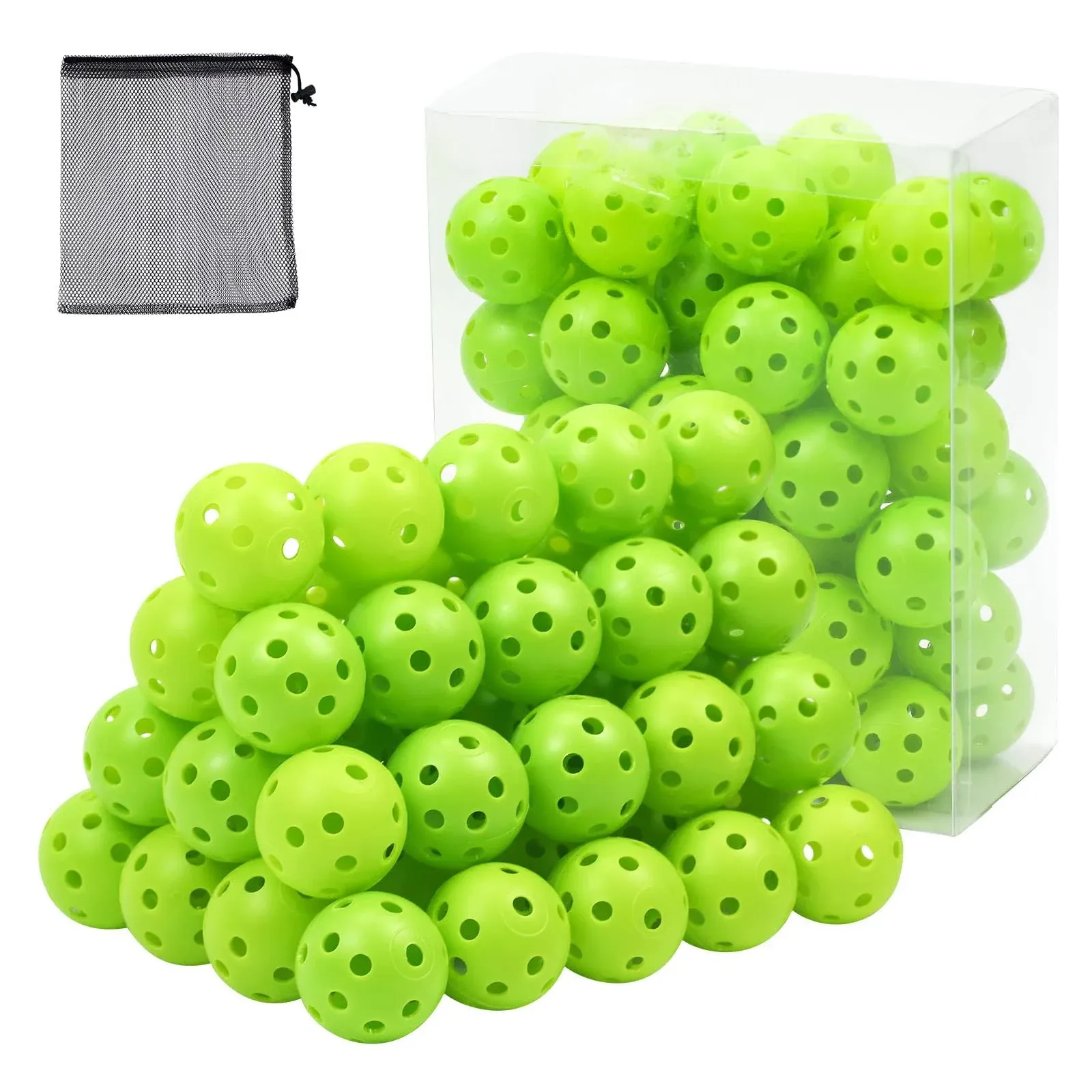 Plastic Golf Balls Practice Limited Flight Golf Training Ball Hollow Swing Practice Indoor Golf Balls with Mesh Drawstring Bag for Backyard Driving Range or Outdoor