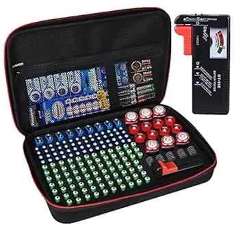 YOHAWJAN Battery Organizer Storage Box with Tester:Battery Vault Case Fireproof Waterproof Explosionproof Holder Box with Tester BT-168 Checker