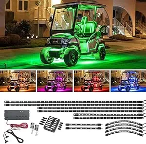 LEDGlow 12pc Million Color LED Electric Golf Cart Underglow Accent Lighting Kit with Canopy, Wheel Well & Interior Lights for EZGO Yamaha Club Car - Fits 36/48/72-Volt - Built-in Voltage Reducer