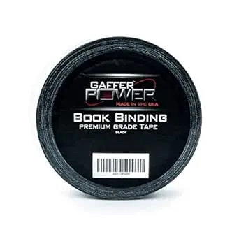 Bookbinding Tape by Gaffer Power, Black Cloth Book Repair Tape Safe Cloth