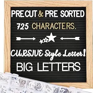 Felt Letter Board with Letters - Pre Cut & Sorted 660 Letters +Bonus Cursive Wor