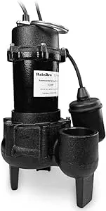 RainBro 1/2 HP Cast iron submersible sewage pump with 10 ft. piggy back s